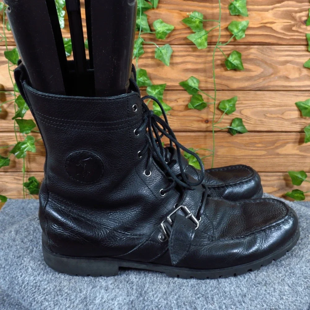 Polo Ralph Lauren Ranger Mens Boots Size 13 D Outdoor Combat Black Leather